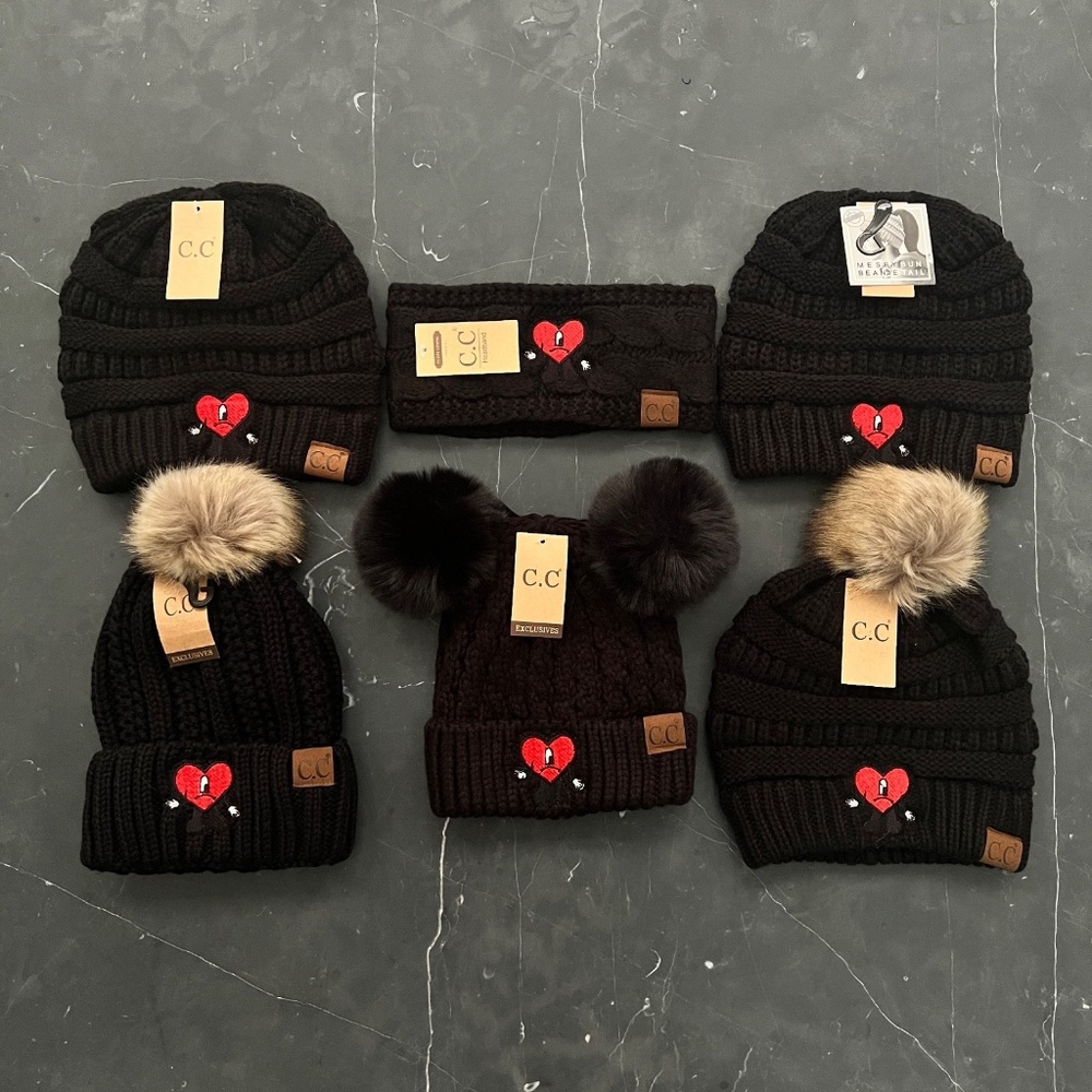 Bad Bunny Un Verano Sin Ti Embroidered Heart C.C Adult Beanies, Bad Bunny Gift
